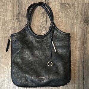 Calvin Klein Black Leather Tote Bag